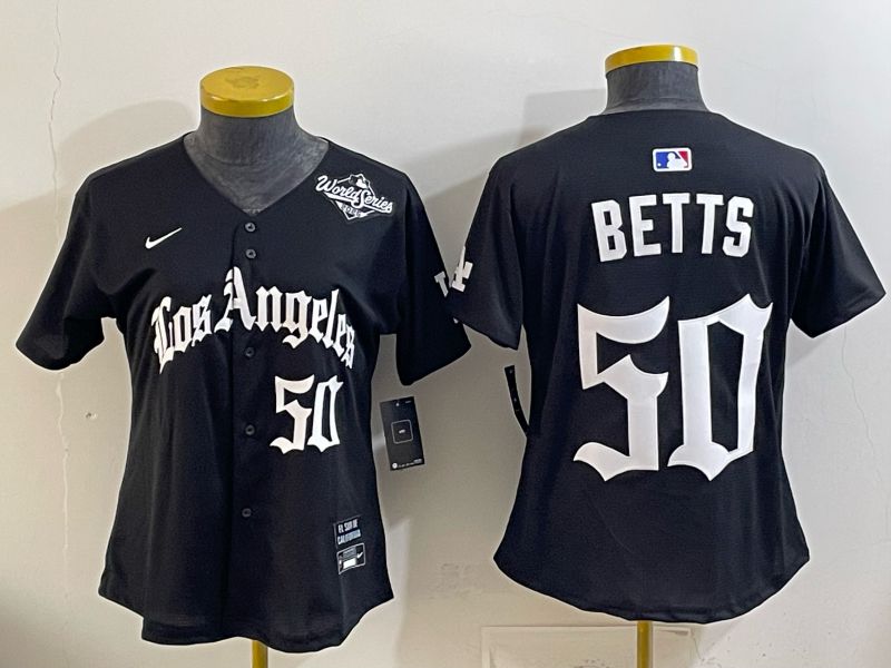 Women Los Angeles Dodgers #50 Betts Black 5th Jointly Name 2026 Nike MLB Jersey style 05->women mlb jersey->Women Jersey